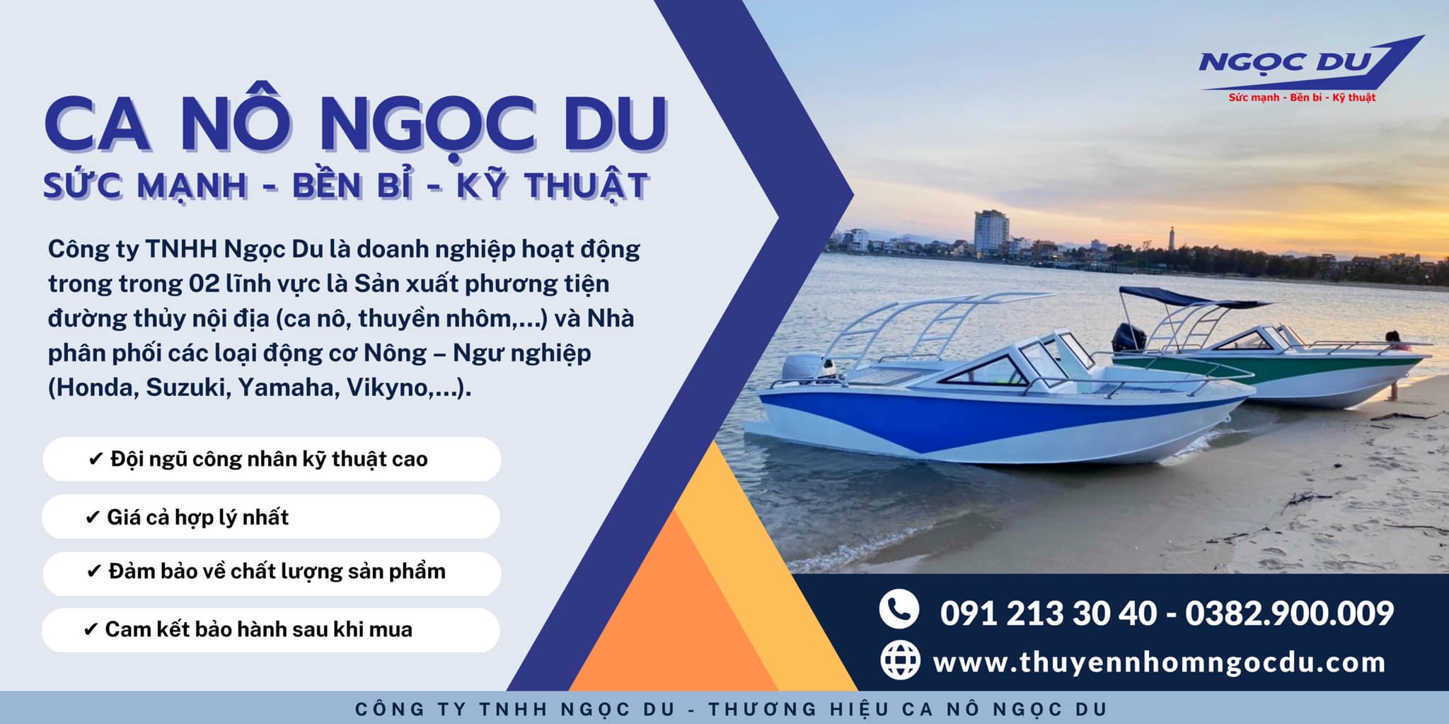 Công ty TNHH Ngọc Du – Địa chỉ cung cấp thuyền nhôm, ca nô nhôm, động cơ uy tín